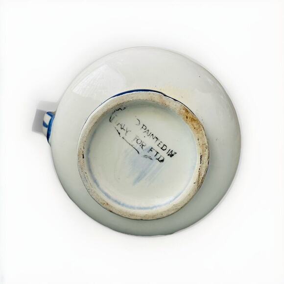 Vintage Hand Painted Pitcher Made In Italy for FTD Blue Flower Vase Farm House - Picture 3 of 10